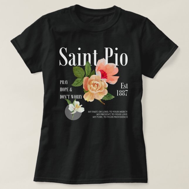 Traditionell katolsk shirt, Saint Pio Bible Verse T Shirt (Design framsida)