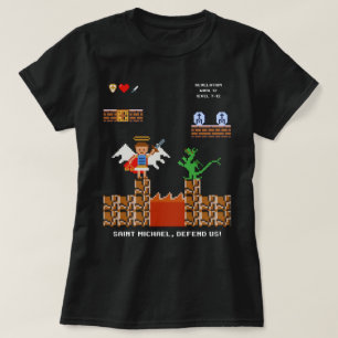 Traditionell katolsk Shirt St Michael Pixel T