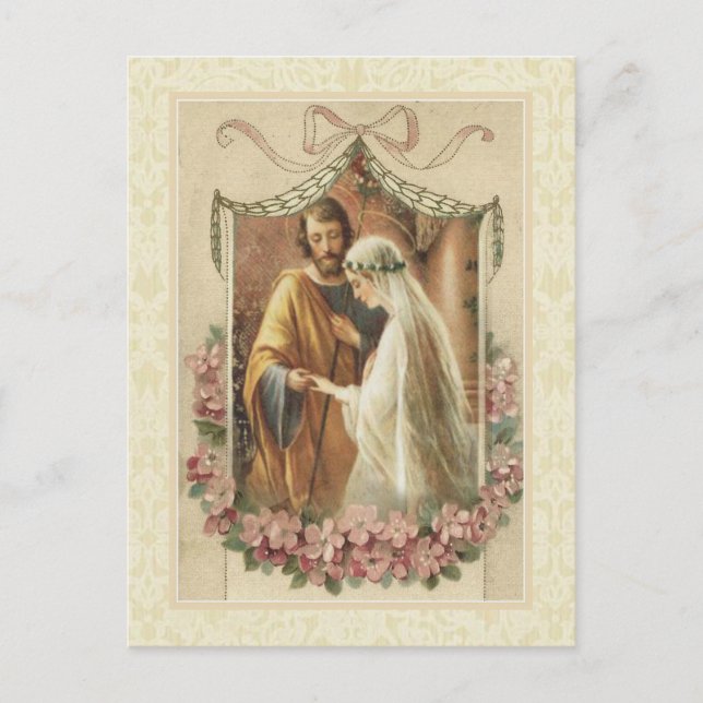 Traditionell katolsk SPARA DATERAbröllop Meddelande Vykort (Framsida)