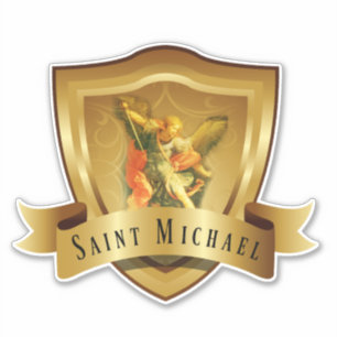 Traditionell katolsk St. Michael Shield Angel Klistermärken