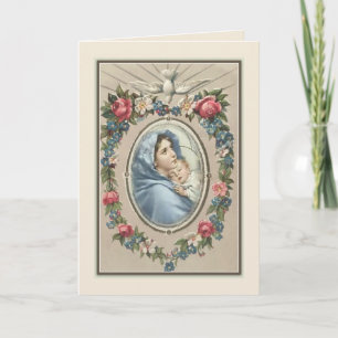 Traditionell katolsk svart jungfru Mary Flowers Kort