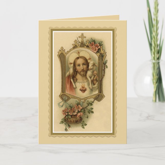 Traditionell katolsk sympati Jesus Lamb Kort (Framsida)