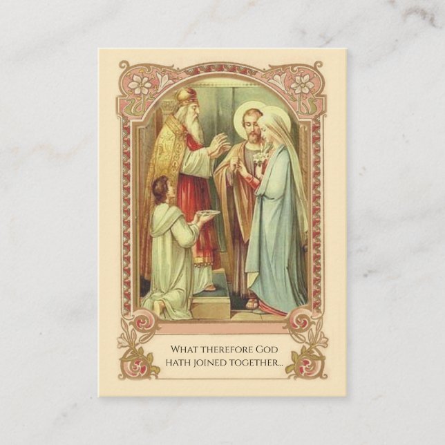 Traditionell katolsk vigselfestgåva Holy Card Visitkort (Framsida)