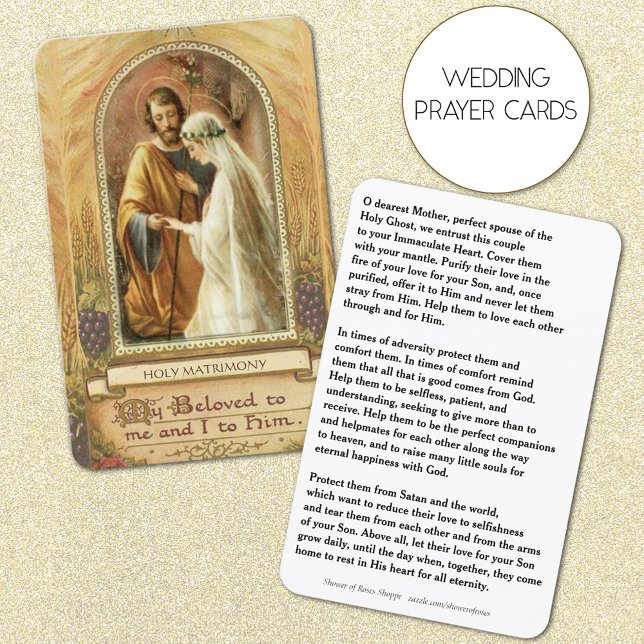 Traditionell katolsk vigselföremål Helig kort (Beautiful Traditional Catholic Wedding Prayer Cards)