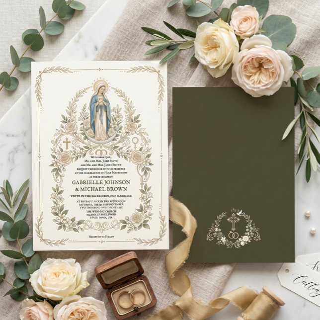 Traditionell katolsk vigselmässa för jungfru Maria Inbjudningar (Skapare uppladdad)