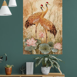Traditionell kinesisk "blommor och fåglar"-stil sm poster