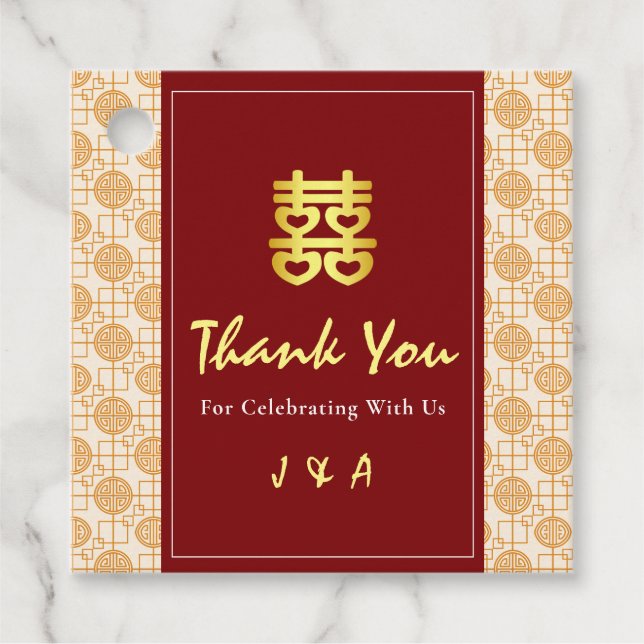 Traditionell kinesisk bröllop peranakan gåvor etiketter (Framsida)