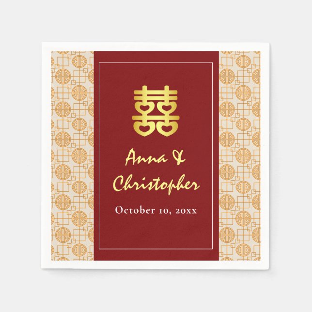 Traditionell kinesisk bröllop peranakan pappersservett (Framsidan)