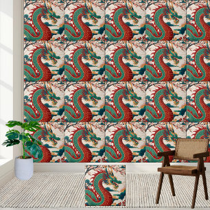 Traditionell kinesisk dragon Chinoiserie Tile Kakelplatta