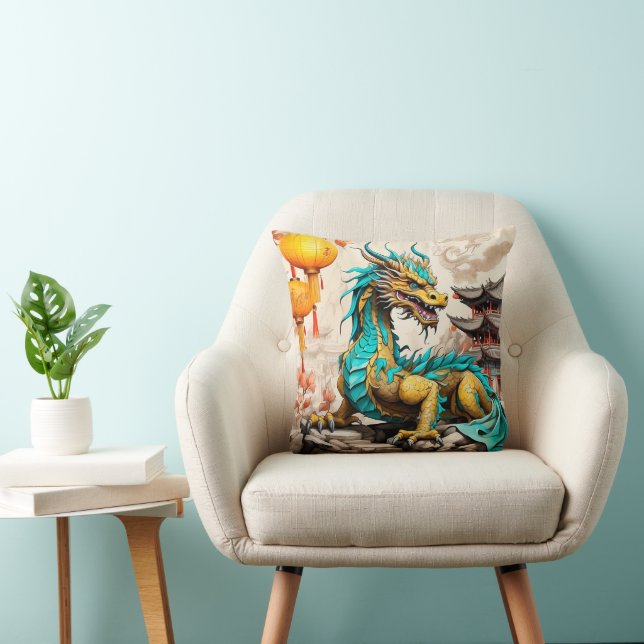 Traditionell kinesisk drake för kinesisk nyårskvin kudde (Stol)