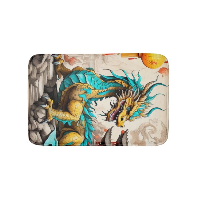 Traditionell kinesisk drake för kinesiska nyår badrumsmatta (Framsidan)