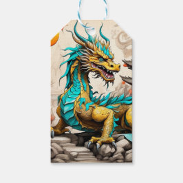 Traditionell kinesisk drake för kinesiska nyår presentetikett