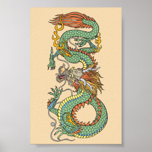 Traditionell kinesisk drake Poster