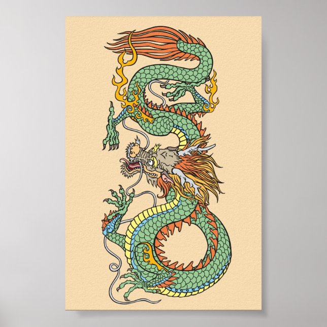 Traditionell kinesisk drake Poster (Framsidan)