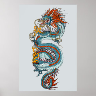 Traditionell kinesisk drake poster