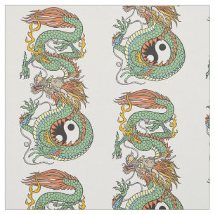 Traditionell kinesisk drake YIN YANG Tyg