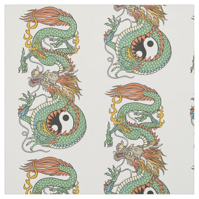 Traditionell kinesisk drake YIN YANG Tyg (Provkarta)