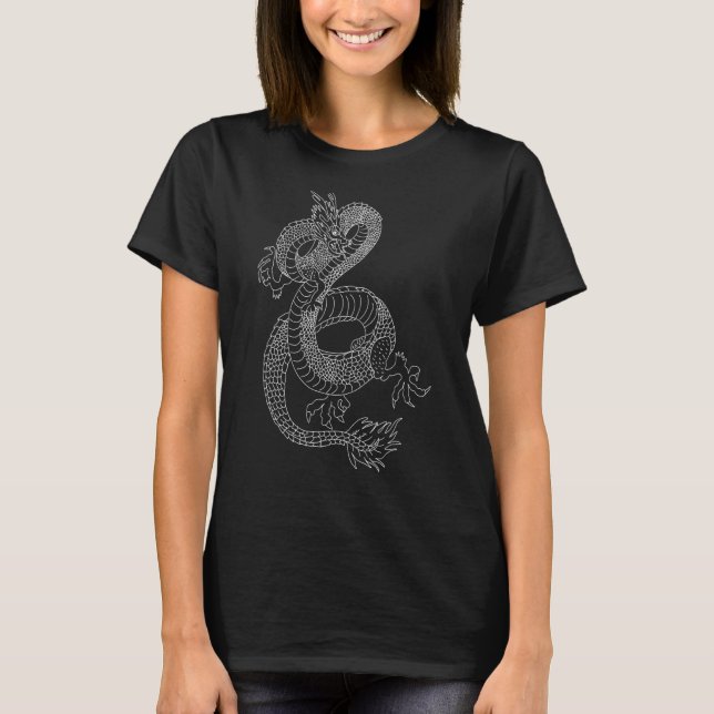 Traditionell kinesisk draksymbol för ström och str t shirt (Framsida)