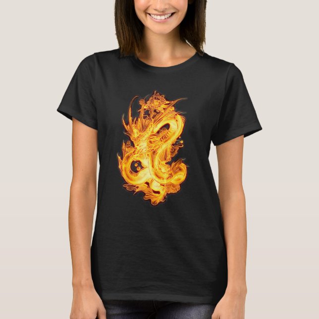 Traditionell kinesisk draksymbol för ström och str t shirt (Framsida)