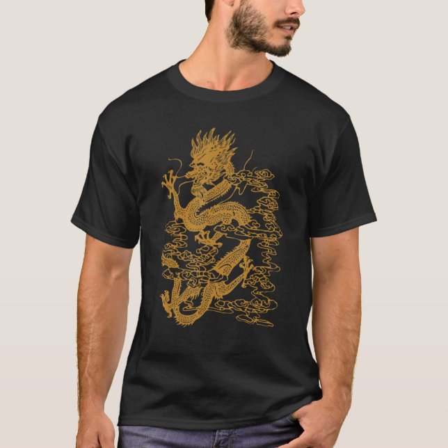 Traditionell kinesisk draksymbol för ström och str t shirt (Framsida)