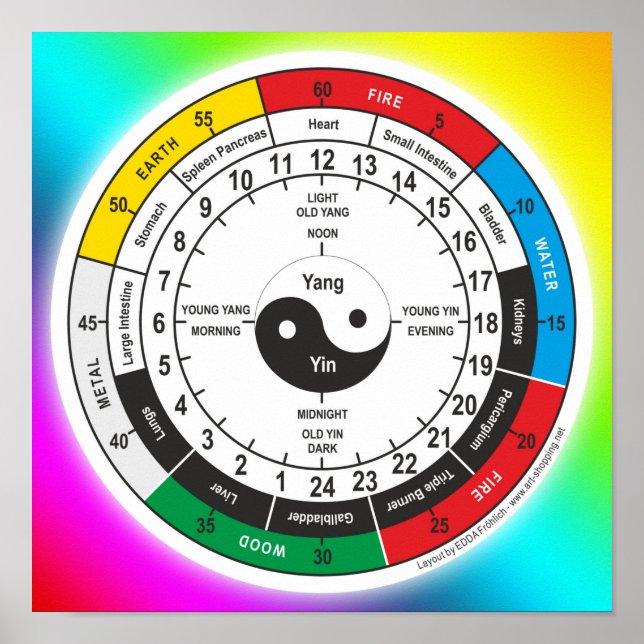 Traditionell kinesisk läkemedelskropp Klock T- Shi Poster (Framsidan)