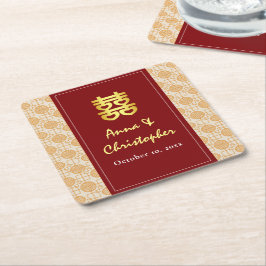 Traditionell kinesisk peranakan-bröllop underlägg papper kvadrat