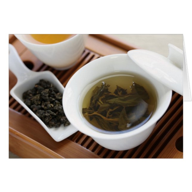 Traditionell kinesisk teceremoni: Oolong-te Hälsningskort (Framsidan Horizontal)