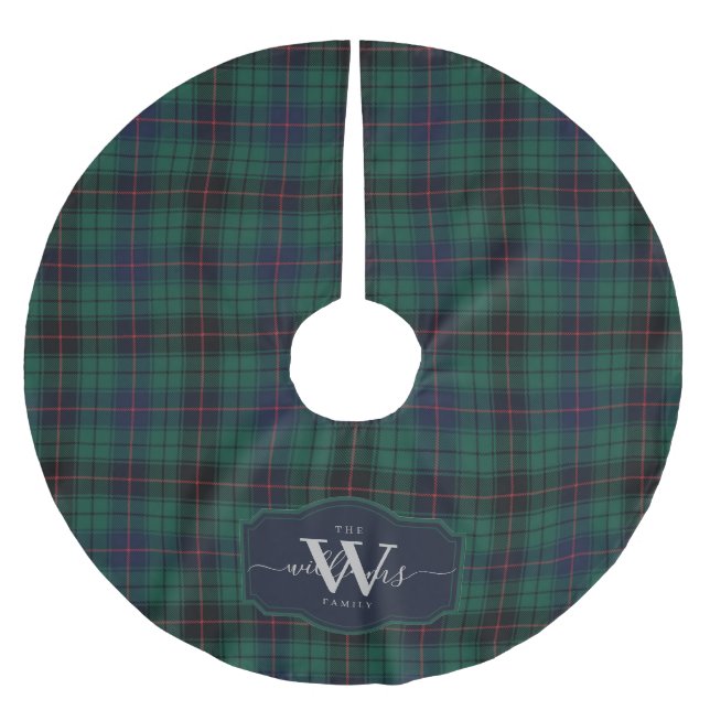 Traditionell klan Davidson skotsk tartan pläd  Julgransmatta Borstad Polyester (Framsidan)