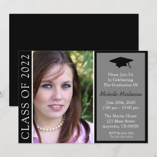 Traditionell klass för 2022 Studenten (svart) Invi Inbjudningar