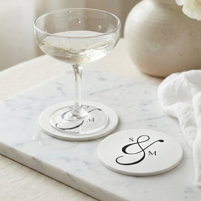 Traditionell klassisk Ampersand-monogram bröllop Underlägg Papper Rund (Skapare uppladdad)