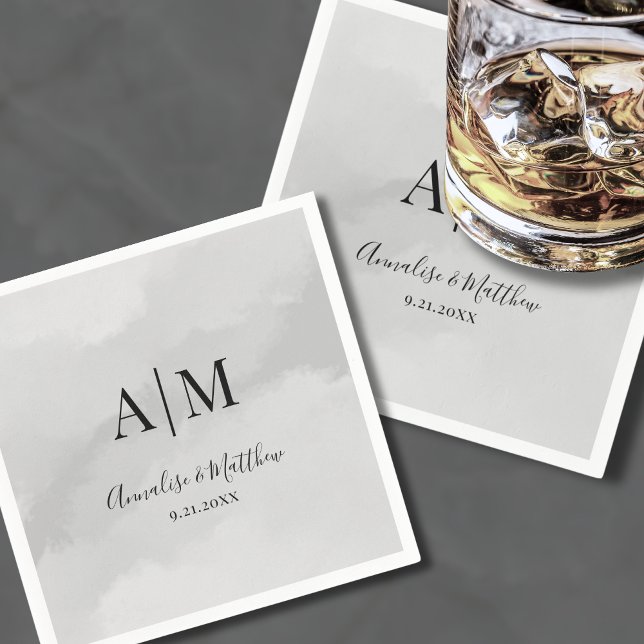 Traditionell klassisk enkel monogram Bröllop Pappersservett (Traditional Classic Simple Monogram Wedding Napkins)
