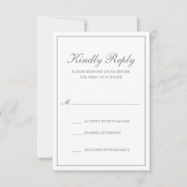 Traditionell Klassisk Formell Elegant Grå Bröllop OSA Kort