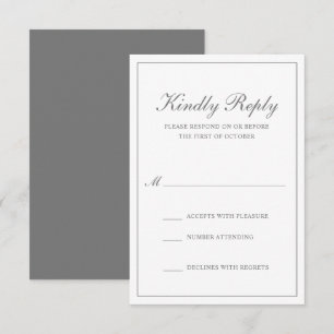 Traditionell Klassisk Formell Elegant Grå Bröllop OSA Kort