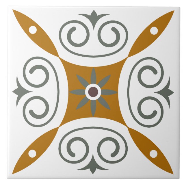 Traditionell klassisk italiansk medelhavsbrun kakelplatta (Framsidan)