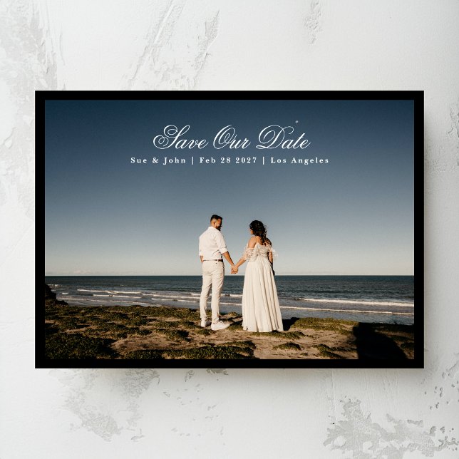 Traditionell Klassisk Kalligrafi Svart Ram Fotogra Spara Datumet (Skapare uppladdad)