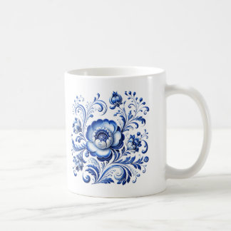 Traditionell Kobolt Porslins Folklig Konst Fågel D Kaffemugg