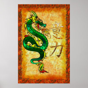 Traditionell konst i kinesiska dragon POWER Poster