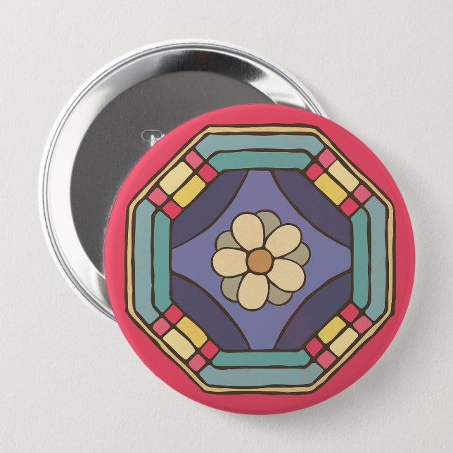 Traditionell koreansk Mönster Knapp (Framsida & baksida)