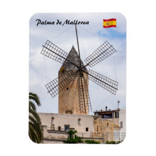 Traditionell kvarn i Palma de Mallorca - Spanien Magnet