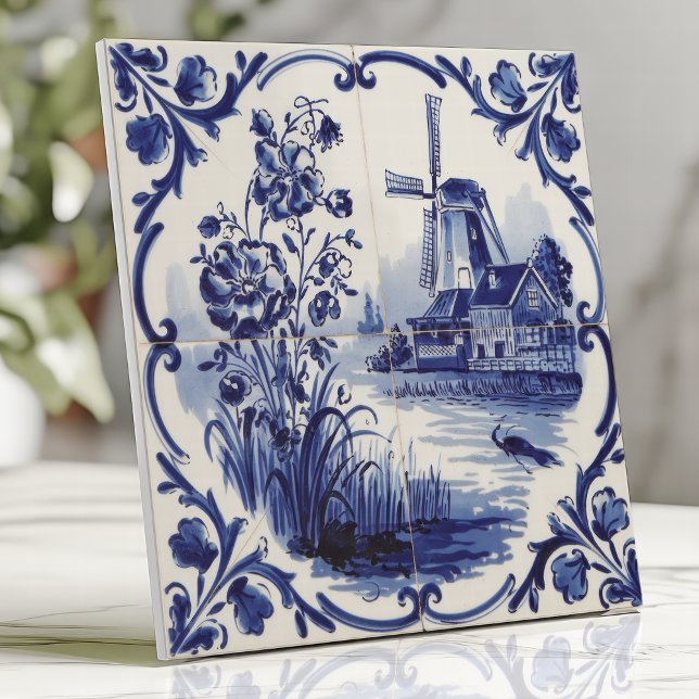 Traditionell Kvarn och Blommigt för Delprogram Kakelplatta (Skapare uppladdad)
