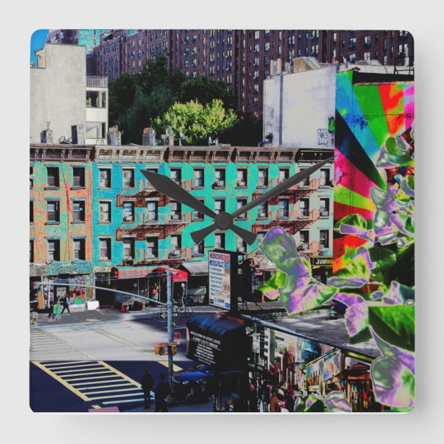 Traditionell lägenhet byggnad Manhattan New York Fyrkantig Klocka (Framsida)