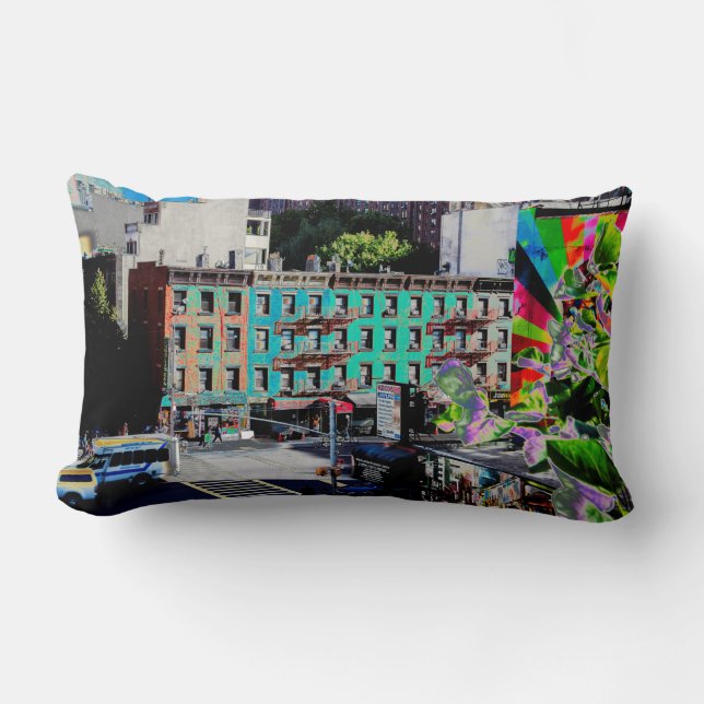 Traditionell lägenhet byggnad Manhattan New York Lumbarkudde (Framsida)