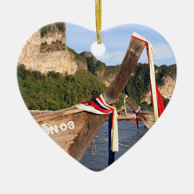 Traditionell långstjärtad båt i Krabi, Thailand Julgransprydnad Keramik (Framsidan)