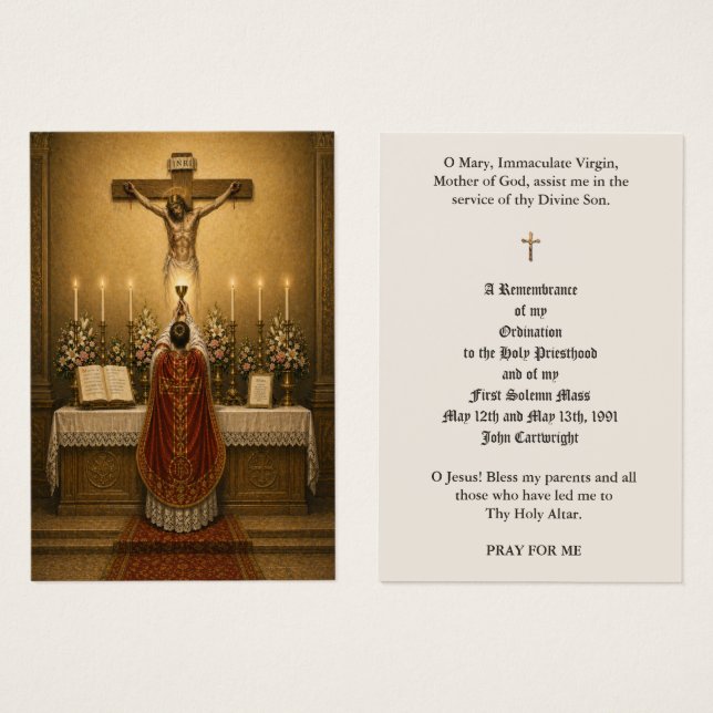 Traditionell latinsk mässa kalk upphöjelse präst visitkort (Framsida & baksida)