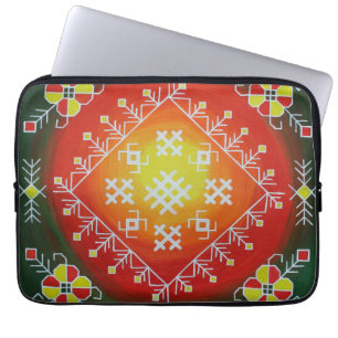 Traditionell lettisk folkkonst med symbolmålning laptop fodral
