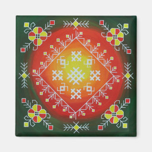 Traditionell lettisk folkkonst med symbolmålning magnet