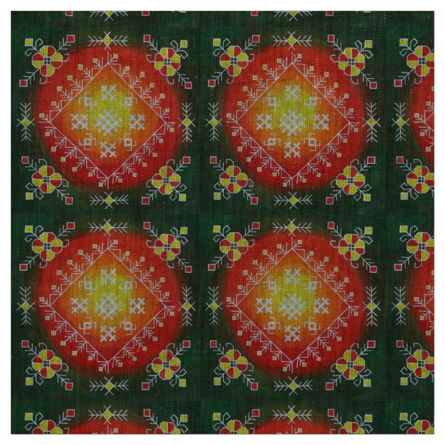 Traditionell lettisk folkkonst med symbolmålning tyg (Provkarta)