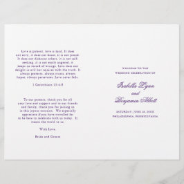 Traditionell lila formell elegant bröllopsprogram