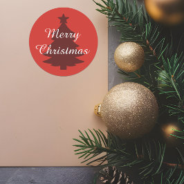 Traditionell - ljusröd - God jul-etikett Runt Klistermärke