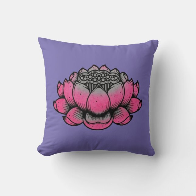 Traditionell Lotus Flower Kudde (Framsida)